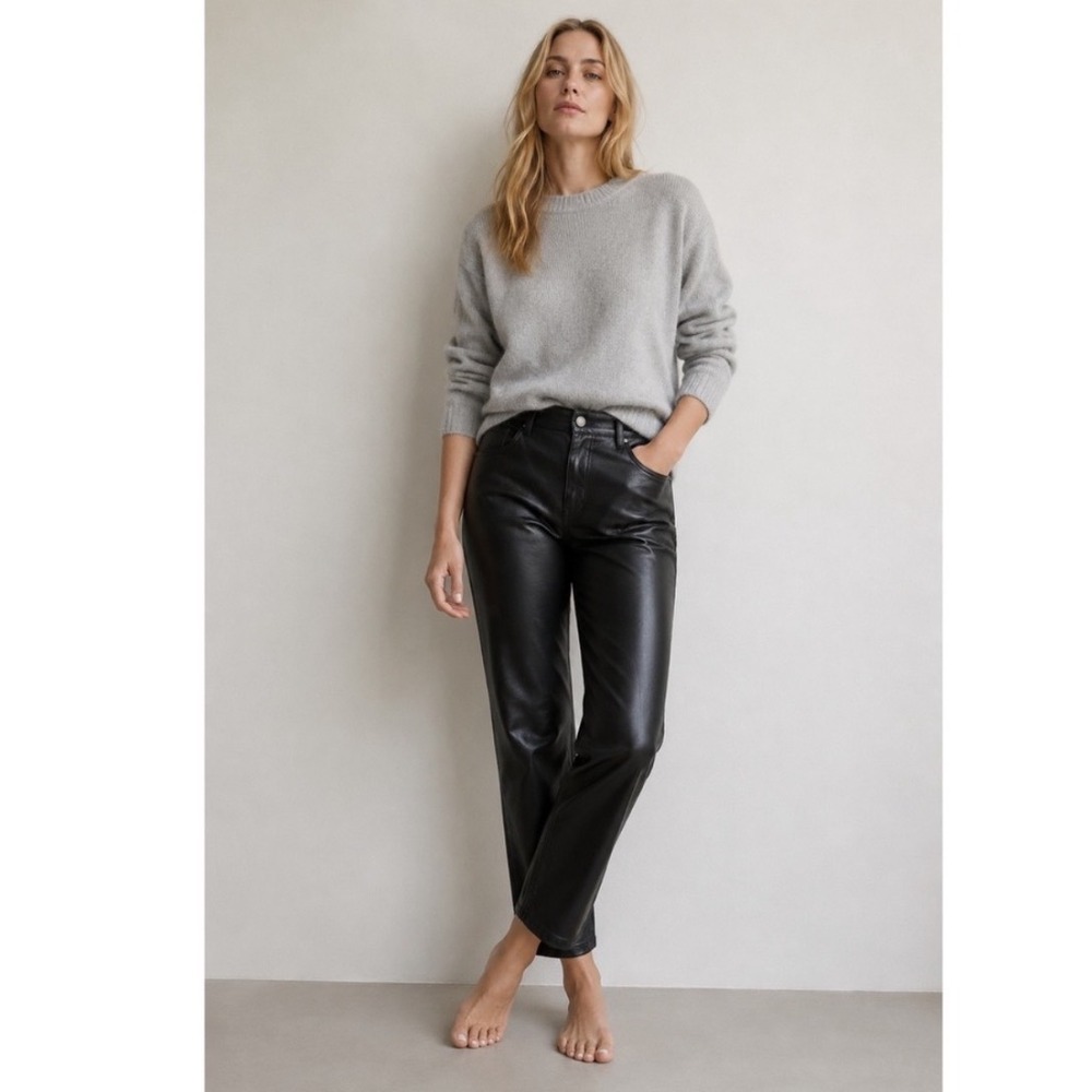 Wilfred Melina Vegan Leather Pants Women 6 Black High Waisted Straight Leg